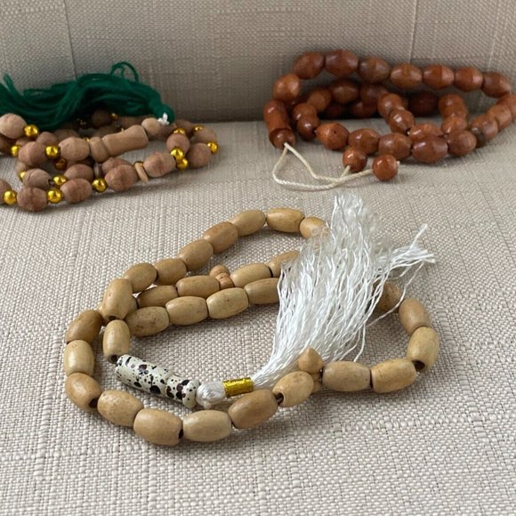 Tasbeeh Lot of 3 Prayer Beads Muslim Tasbeh Real Wood Handmade Beads - Picture 9 of 9